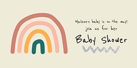 Rainbow baby shower template, pastel Twitter ad vector