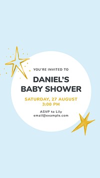 Blue baby shower template, Instagram story vector