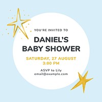 Blue baby shower template, Instagram post vector