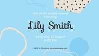 Blue memphis baby shower template, cute presentation slide psd