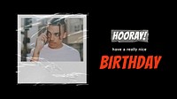 Instant film YouTube thumbnail template, birthday greeting card vector