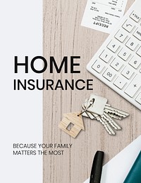 Home insurance flyer template, editable text psd