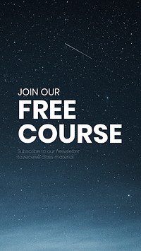 Free course Facebook story template, editable text vector