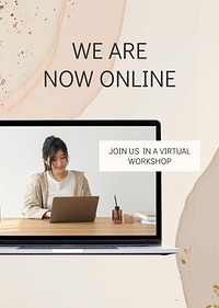 Virtual workshop, editable poster template vector