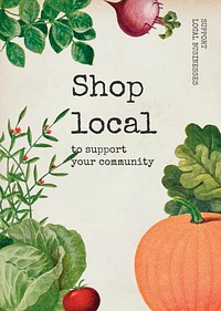 Shop local, editable poster template vector