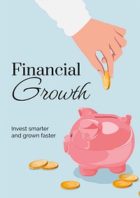 Financial growth, editable poster template psd