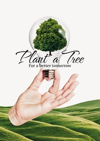 Plant trees, editable poster template vector