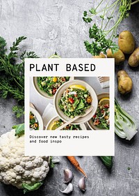 Plant based, editable poster template vector