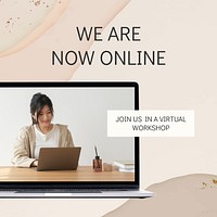 Virtual workshop Instagram post template, editable text vector