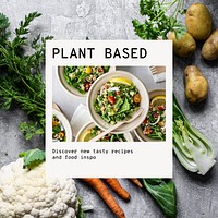 Plant based Instagram post template, editable text vector