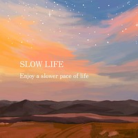 Slow lifestyle Instagram post template, editable text vector