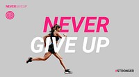 Never give up banner template, sports aesthetic vector