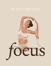 Yoga aesthetic flyer template, health and wellness quote vector