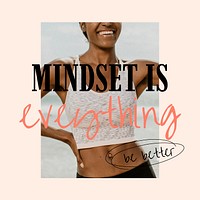 Wellness aesthetic Instagram post template, mindset is everything quote vector