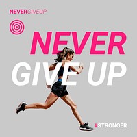 Running woman Instagram post template, sports quote vector