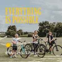 Summer aesthetic Instagram post template, everything is possible quote vector