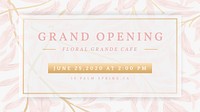 Pink floral grand opening banner vector