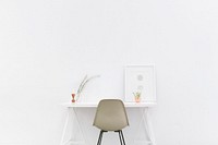 Minimalist white table. Original public domain image from <a href="https://commons.wikimedia.org/wiki/File:Bench_Accounting_2015-12-04_(Unsplash).jpg" target="_blank">Wikimedia Commons</a>