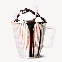 Hot chocolate sticker, Christmas drinks image psd