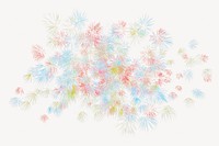 Colorful fireworks sticker, isolated illustration psd