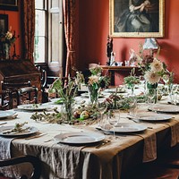 Dinner table. Original public domain image from Wikimedia Commons