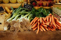 A table full of vegetables including celery and carrots at Marché aux Fleurs. Original public domain image from <a href="https://commons.wikimedia.org/wiki/File:Fresh_Veggies_(Unsplash).jpg" target="_blank" rel="noopener noreferrer nofollow">Wikimedia Commons</a>