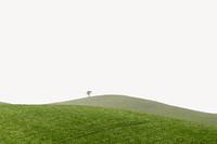 Green hills border collage element, off white design psd