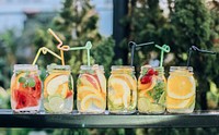 Summer fruit juice in jar glasses. Original public domain image from <a href="https://commons.wikimedia.org/wiki/File:Cocktails_juice_(Unsplash).jpg" target="_blank">Wikimedia Commons</a>