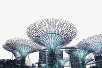 Supertree Grove in Singapore border collage element, travel destination psd