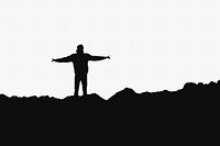 Silhouette man  border background, off white design