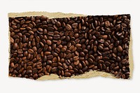 Coffee beans, ripped paper, aesthetic image