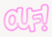 Ouf! typography, pink neon isolated image