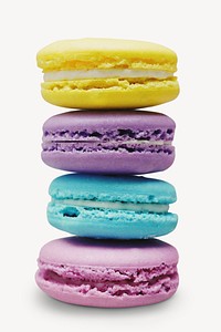 Colorful macaroons sticker, dessert food isolated image psd