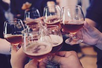 People cheering with a wine at a party in restaurant swan lake beer. Original public domain image from <a href="https://commons.wikimedia.org/wiki/File:Restaurant_Swan_Lake_Beer,_Agano-shi,_Niigata-pref,_Japan_(Unsplash).jpg" target="_blank" rel="noopener noreferrer nofollow">Wikimedia Commons</a>