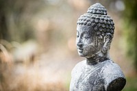 Close-up of an old Buddha statue. Original public domain image from Wikimedia Commons