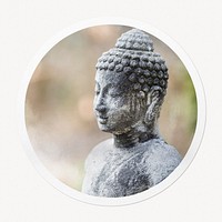 Buddha statue in circle frame, religious image