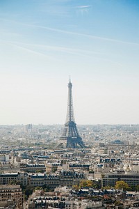 Eiffel Tower monument with the Paris cityscape in the background. Original public domain image from <a href="https://commons.wikimedia.org/wiki/File:Eiffel_Tower_and_cityscape_(Unsplash).jpg" target="_blank">Wikimedia Commons</a>