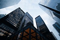 Low angle of high rise buildings. Original public domain image from Wikimedia Commons