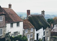 Village view of houses and cottages with chimneys and thatched roofs in Gold Hill. Original public domain image from <a href="https://commons.wikimedia.org/wiki/File:Gold_Hill_houses_(Unsplash).jpg" target="_blank" rel="noopener noreferrer nofollow">Wikimedia Commons</a>