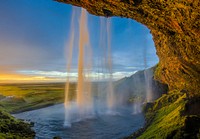 Waterfall on a cave. Original public domain image from Wikimedia Commons