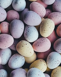 Chocolate mini eggs. Original public domain image from Wikimedia Commons