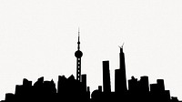 Shanghai cityscape silhouette computer wallpaper, off-white HD background