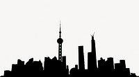 Shanghai cityscape silhouette computer wallpaper, off-white HD  background psd