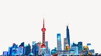 Shanghai cityscape HD wallpaper, off-white high resolution background psd
