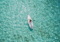 Person paddling on a boat. Original public domain image from Wikimedia Commons