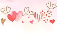 Heart patterned border frame psd in watercolor<br /> 