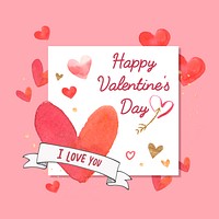 Happy valentine day greeting card psd social media template