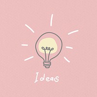 Doodle light bulb vector illustration on pink background