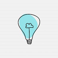 Blue doodle light bulb vector 