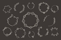 Beige botanical wreath vector collection